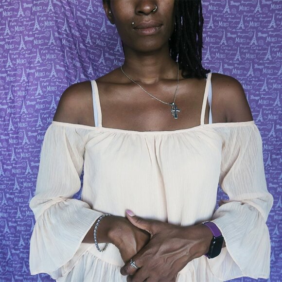 Lovers + Friends cold shoulder spaghetti strap bell sleeves gauze blouse in peac - Picture 3 of 6